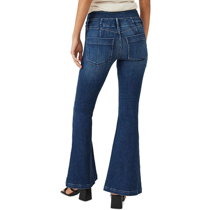 Womens Mid-Rise Faded Flare Jeans