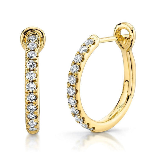 14KT YELLOW GOLD DIAMOND HOOP EARRINGS